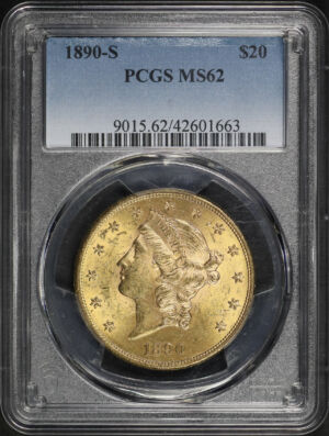Obverse of this 1890-S Liberty Head $20 Type 3 PCGS MS-62