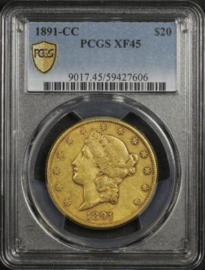 Obverse of this 1891-CC Liberty Head $20 Type 3 PCGS XF-45