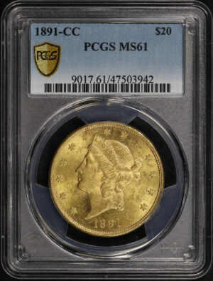 Obverse of this 1891-CC Liberty Head $20 Type 3 PCGS MS-61