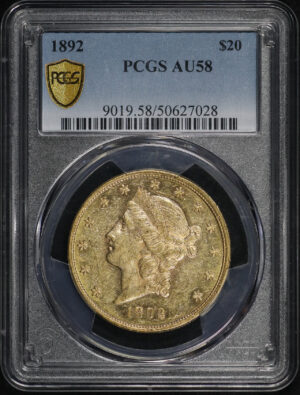 Obverse of this 1892 Liberty Head $20 Type 3 PCGS AU-58