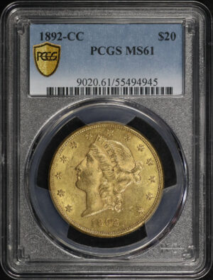 Obverse of this 1892-CC Liberty Head $20 Type 3 PCGS MS-61