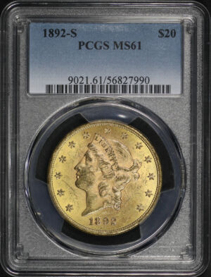 Obverse of this 1892-S Liberty Head $20 Type 3 PCGS MS-61