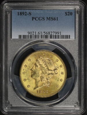 Obverse of this 1892-S Liberty Head $20 Type 3 PCGS MS-61