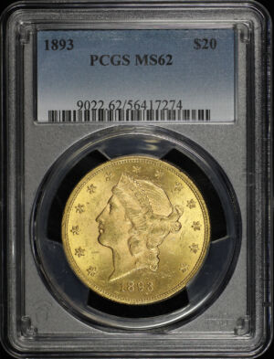 Obverse of this 1893 Liberty Head $20 Type 3 PCGS MS-62