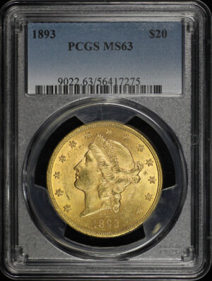 Obverse of this 1893 Liberty Head $20 Type 3 PCGS MS-63