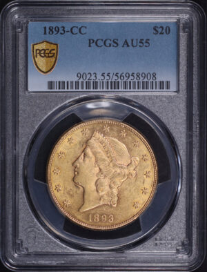 Obverse of this 1893-CC Liberty Head $20 Type 3 PCGS AU-55