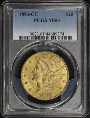 Obverse of this 1893-CC Liberty Head $20 Type 3 PCGS MS-61