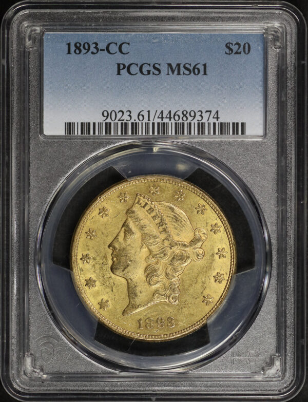 Obverse of this 1893-CC Liberty Head $20 Type 3 PCGS MS-61