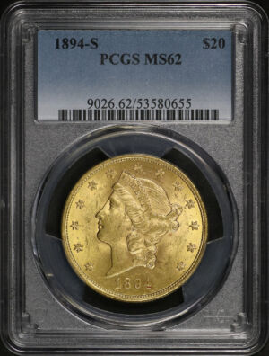 Obverse of this 1894-S Liberty Head $20 Type 3 PCGS MS-62