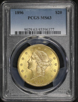 Obverse of this 1896 Liberty Head $20 Type 3 PCGS MS-63