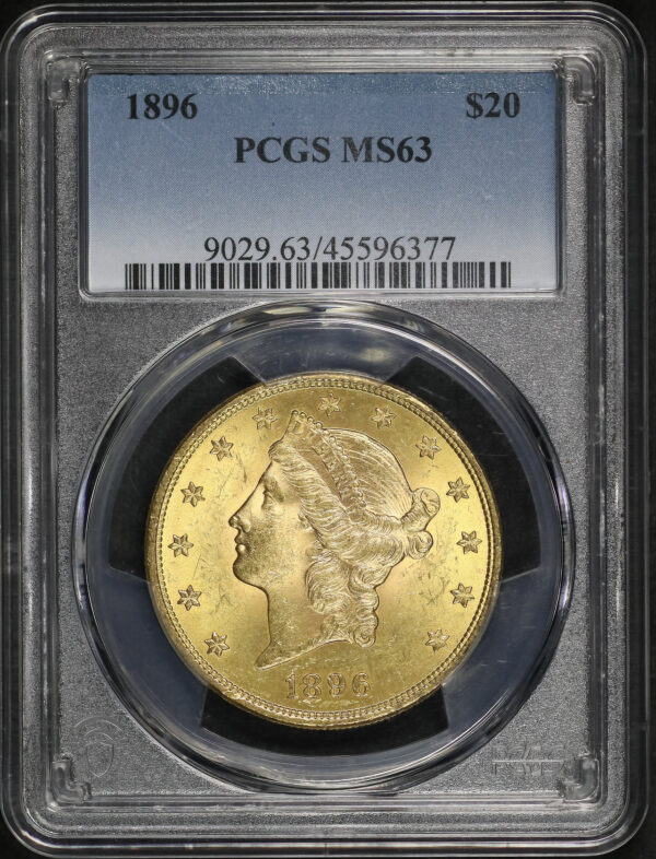 Obverse of this 1896 Liberty Head $20 Type 3 PCGS MS-63