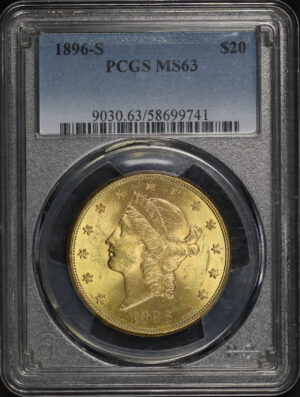 Obverse of this 1896-S Liberty Head $20 Type 3 PCGS MS-63
