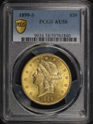 Obverse of this 1899-S Liberty Head $20 Type 3 PCGS AU-58