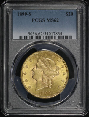 Obverse of this 1899-S Liberty Head $20 Type 3 PCGS MS-62