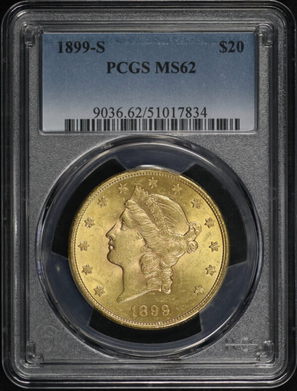 Obverse of this 1899-S Liberty Head $20 Type 3 PCGS MS-62