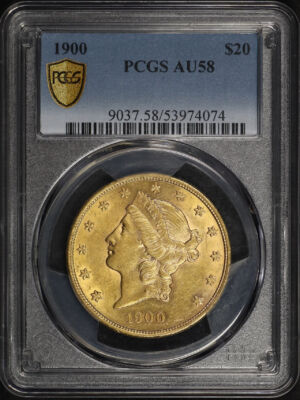 Obverse of this 1900 Liberty Head $20 Type 3 PCGS AU-58