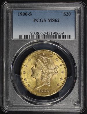 Obverse of this 1900-S Liberty Head $20 Type 3 PCGS MS-62