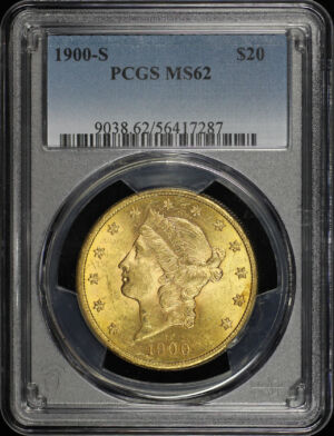 Obverse of this 1900-S Liberty Head $20 Type 3 PCGS MS-62