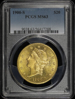 Obverse of this 1900-S Liberty Head $20 Type 3 PCGS MS-63