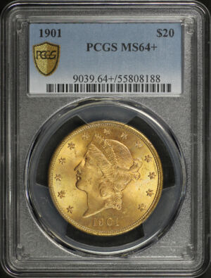 Obverse of this 1901 Liberty Head $20 Type 3 PCGS MS-64+
