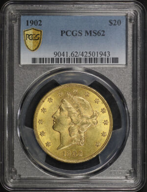 Obverse of this 1902 Liberty Head $20 Type 3 PCGS MS-62