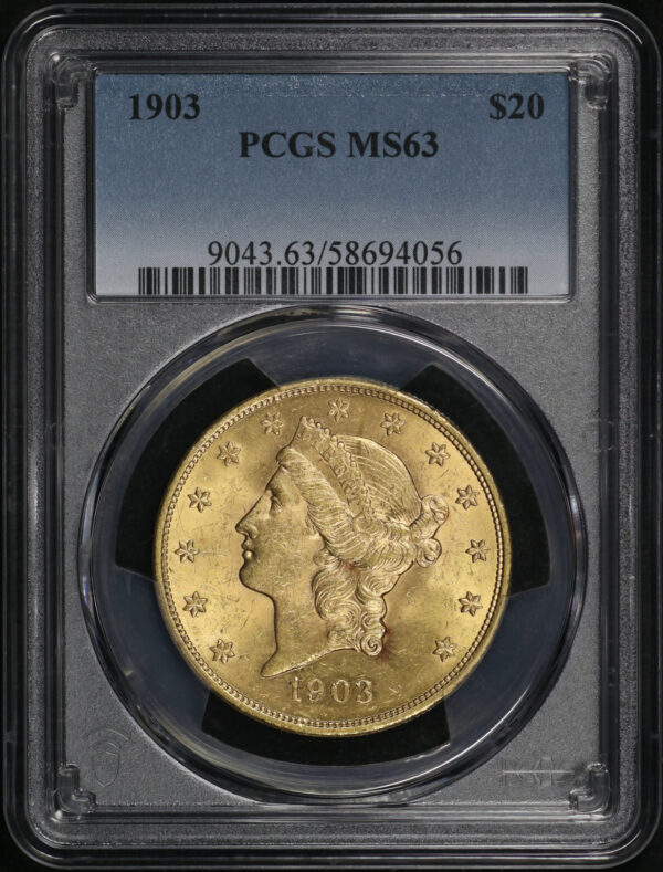 Obverse of this 1903 Liberty Head $20 Type 3 PCGS MS-63
