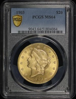 Obverse of this 1903 Liberty Head $20 Type 3 PCGS MS-64