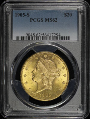 Obverse of this 1905-S Liberty Head $20 Type 3 PCGS MS-62