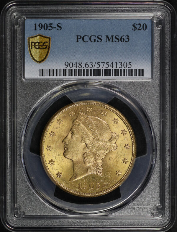 Obverse of this 1905-S Liberty Head $20 Type 3 PCGS MS-63