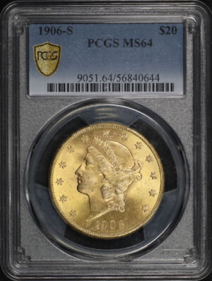 Obverse of this 1906-S Liberty Head $20 Type 3 PCGS MS-64