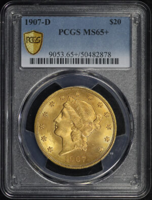 Obverse of this 1907-D Liberty Head $20 Type 3 PCGS MS-65+