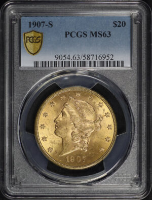 Obverse of this 1907-S Liberty Head $20 Type 3 PCGS MS-63