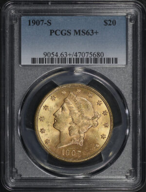 Obverse of this 1907-S Liberty Head $20 Type 3 PCGS MS-63+