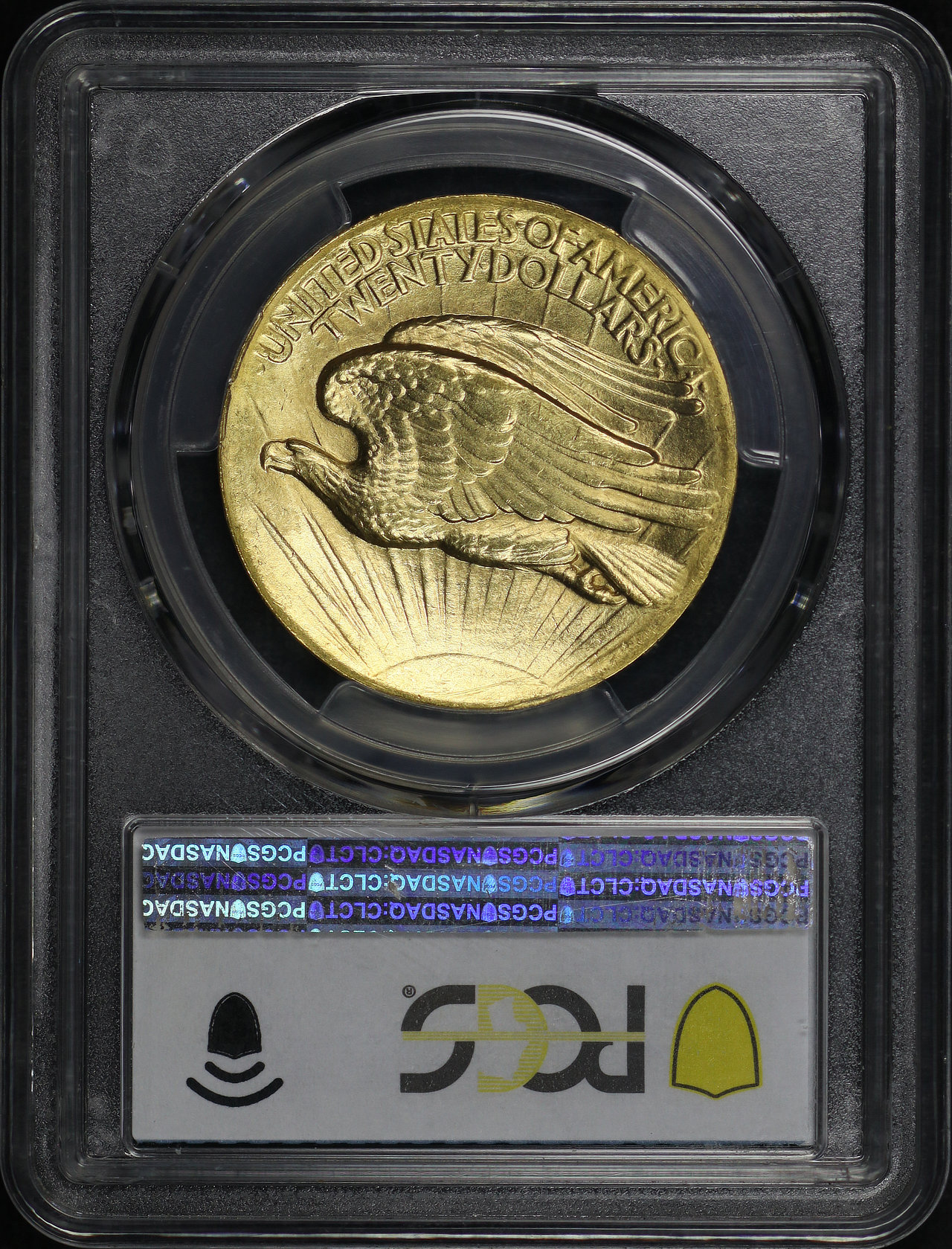 Reverse of this 1907 St. Gaudens $20 High Relief, Wire Edge PCGS MS-62