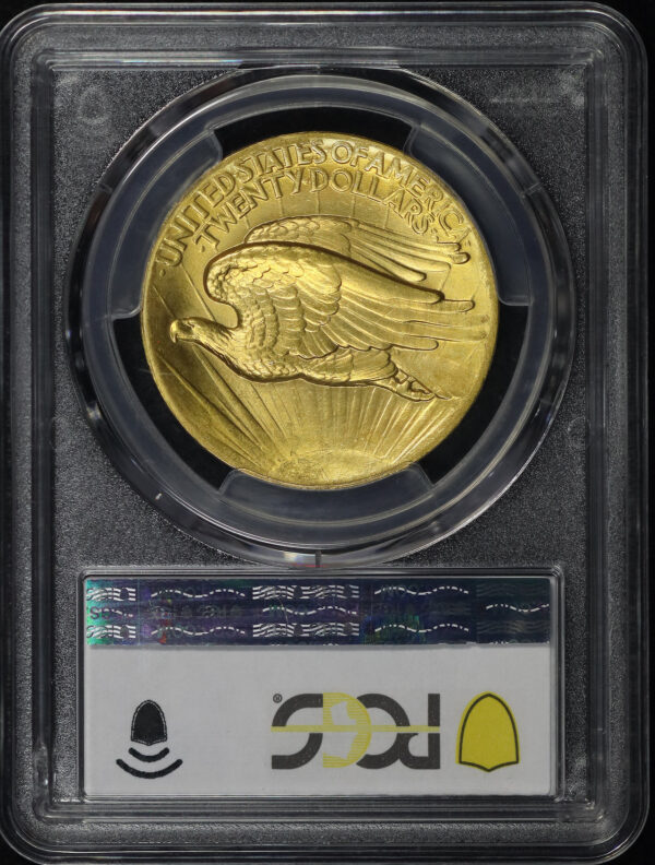 Reverse of this 1907 St. Gaudens $20 High Relief, Wire Edge PCGS MS-64