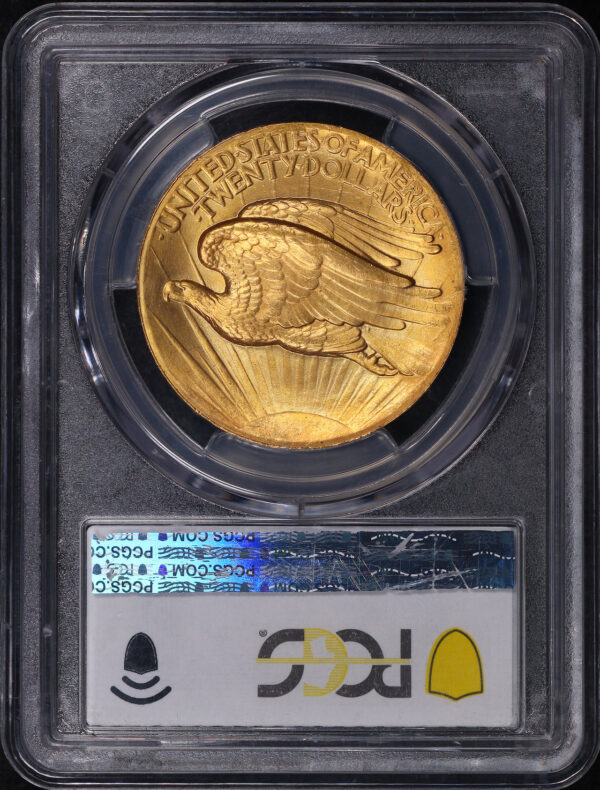Reverse of this 1907 St. Gaudens $20 High Relief, Wire Edge PCGS MS-64+ CAC