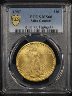 Obverse of this 1907 St. Gaudens $20 PCGS MS-66