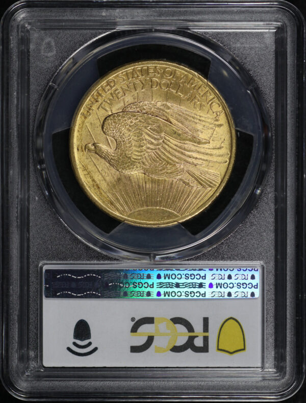 Reverse of this 1908 St. Gaudens $20 No Motto PCGS MS-62