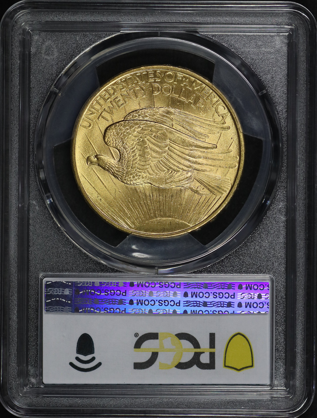 Reverse of this 1908 St. Gaudens $20 No Motto PCGS MS-63