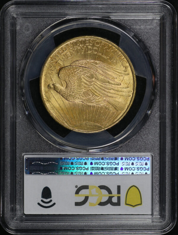 Reverse of this 1908 St. Gaudens $20 No Motto PCGS MS-63