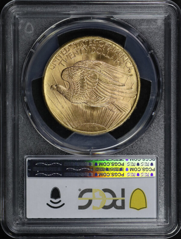 Reverse of this 1908 St. Gaudens $20 No Motto PCGS MS-66