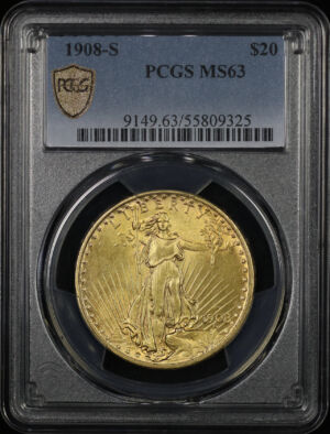 Obverse of this 1908-S St. Gaudens $20 PCGS MS-63