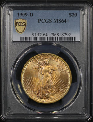 Obverse of this 1909-D St. Gaudens $20 PCGS MS-64+