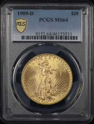 Obverse of this 1909-D St. Gaudens $20 PCGS MS-64