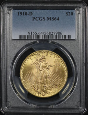 Obverse of this 1910-D St. Gaudens $20 PCGS MS-64