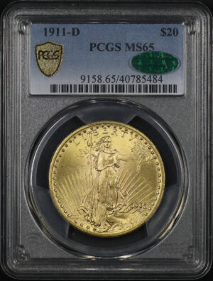 Obverse of this 1911-D St. Gaudens $20 PCGS MS-65 CAC