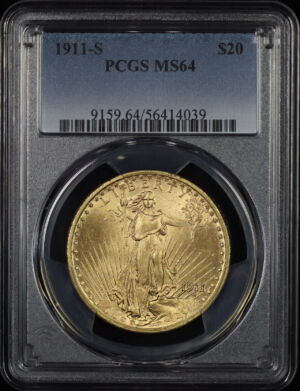 Obverse of this 1911-S St. Gaudens $20 PCGS MS-64