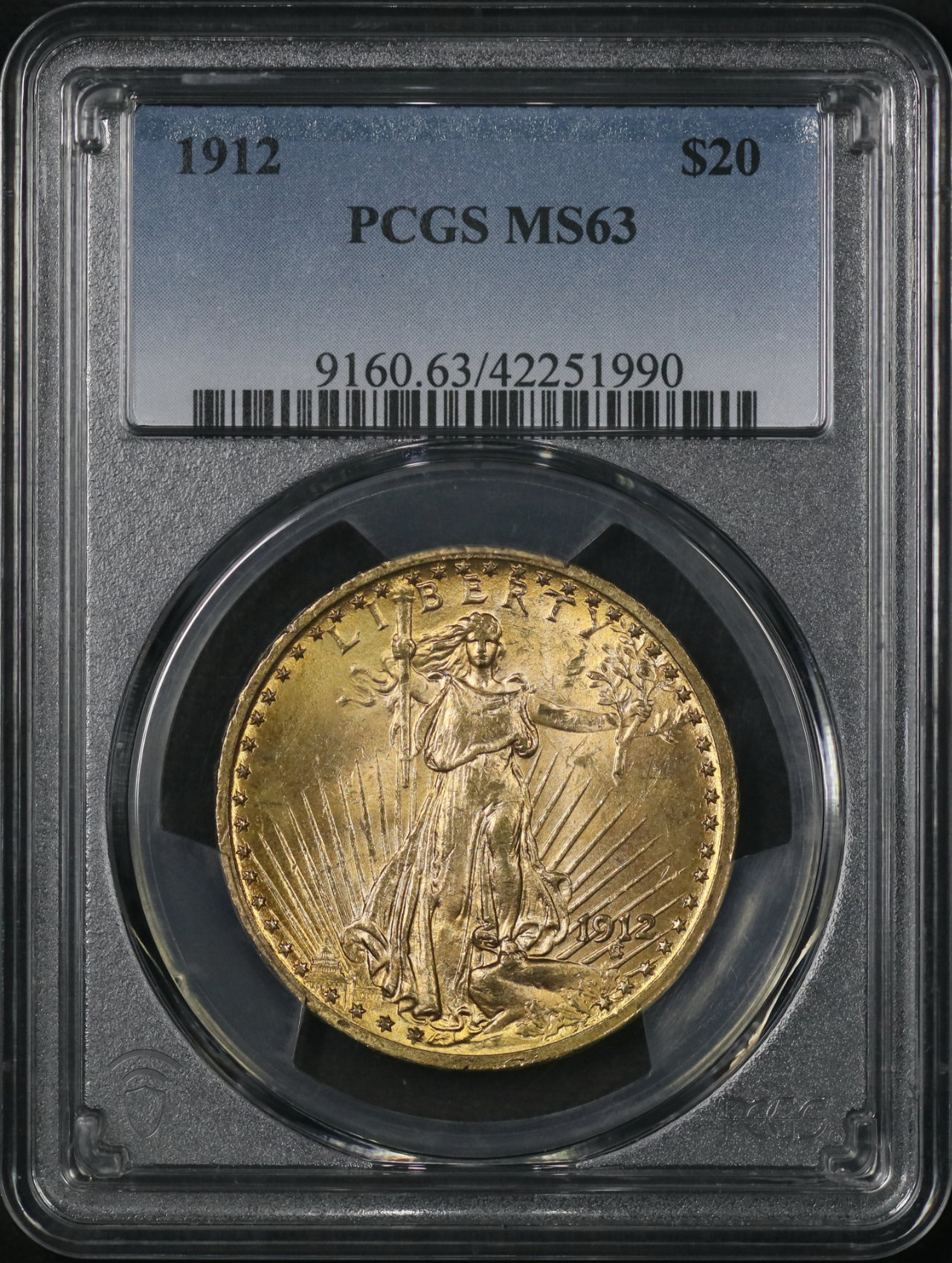 Obverse of this 1912 St. Gaudens $20 PCGS MS-63