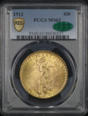 Obverse of this 1912 St. Gaudens $20 PCGS MS-63 CAC