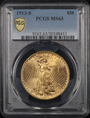 Obverse of this 1913-S St. Gaudens $20 PCGS MS-63